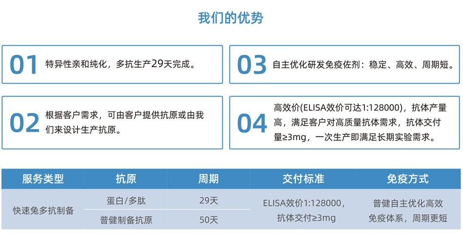 快速兔多克隆抗體定制服務